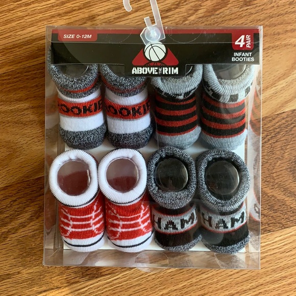 Above the Rim 4 Pack/Pairs Infant Booties Size 0-12M - Picture 1 of 3